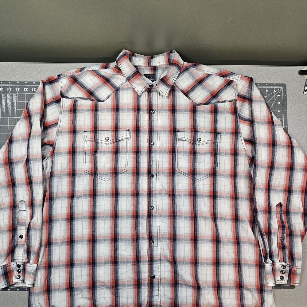 Redhead Western Shirt Mens XXL Tall Plaid Pearl Snap Cowboy Rodeo Classic Casual